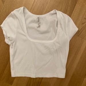 Outdoor Voices White Rib Shortsleeve SuperForm Spot Top